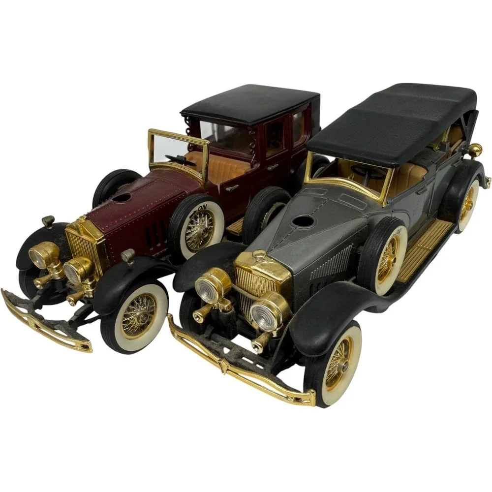Vintage Rolls-Royce Silver Ghost and 1930 Sedan Model Car Set Decorative Fair